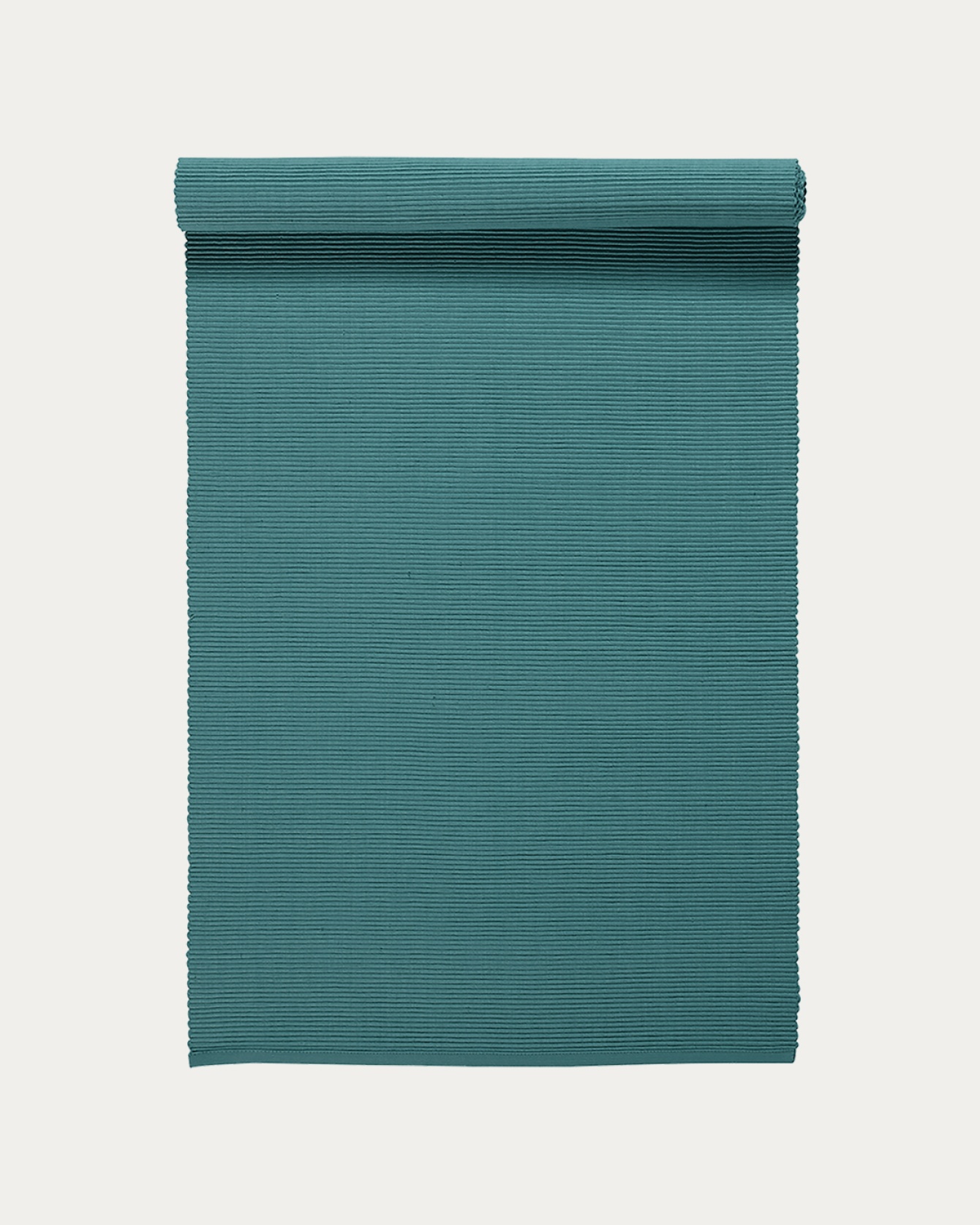 Image du produit chemin de table UNI gris foncé turquoise en coton doux de qualité côtelée de LINUM DESIGN. Taille 45 x 150 cm.