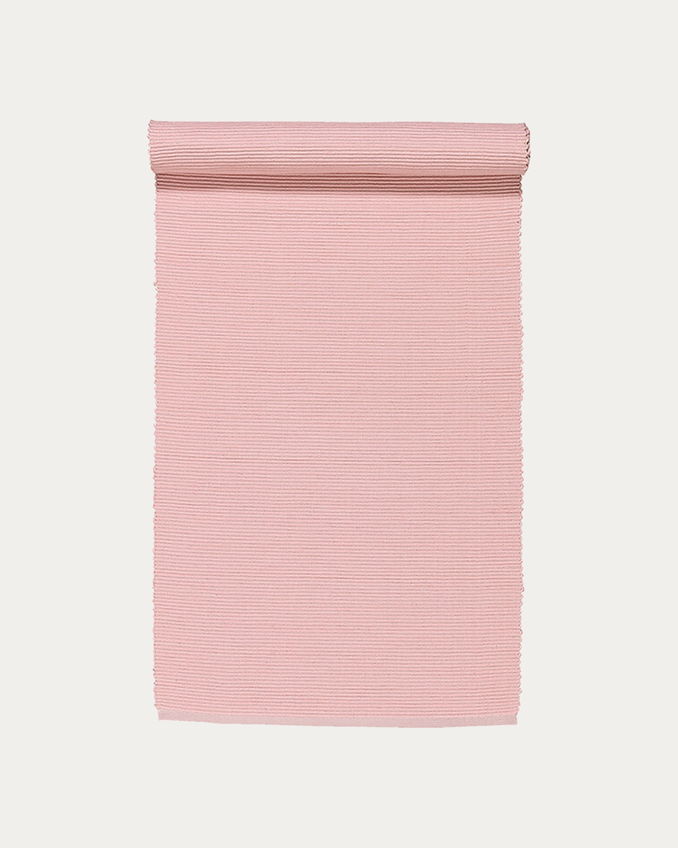 Produktbild dammig rosa UNI löpare av mjuk bomull i ribbad kvalité från LINUM DESIGN. Storlek 45x150 cm.