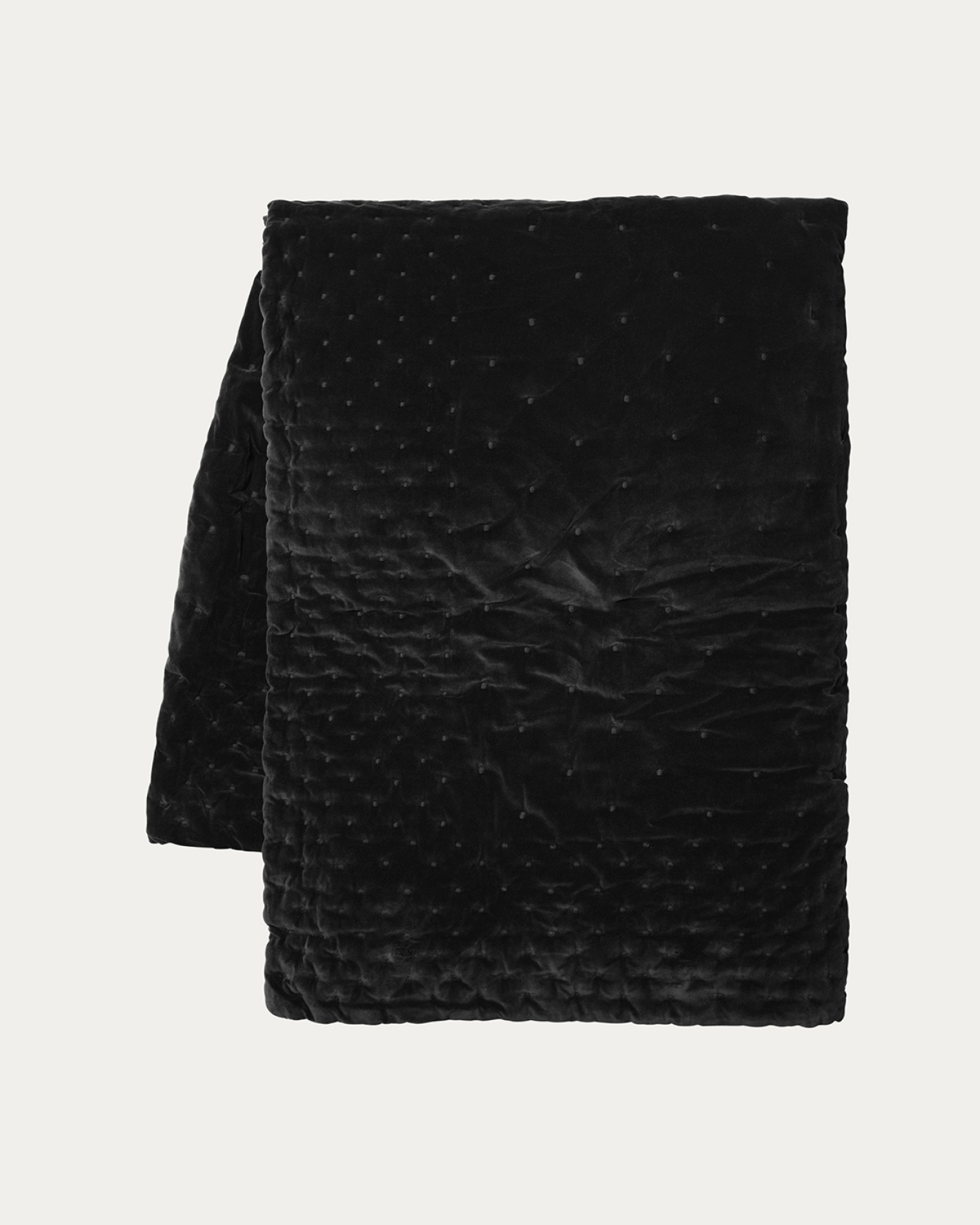 Image du produit couvre-lit PAOLO noir en velours de coton biologique doux pour lit double de LINUM DESIGN. Taille 270 x 260 cm.