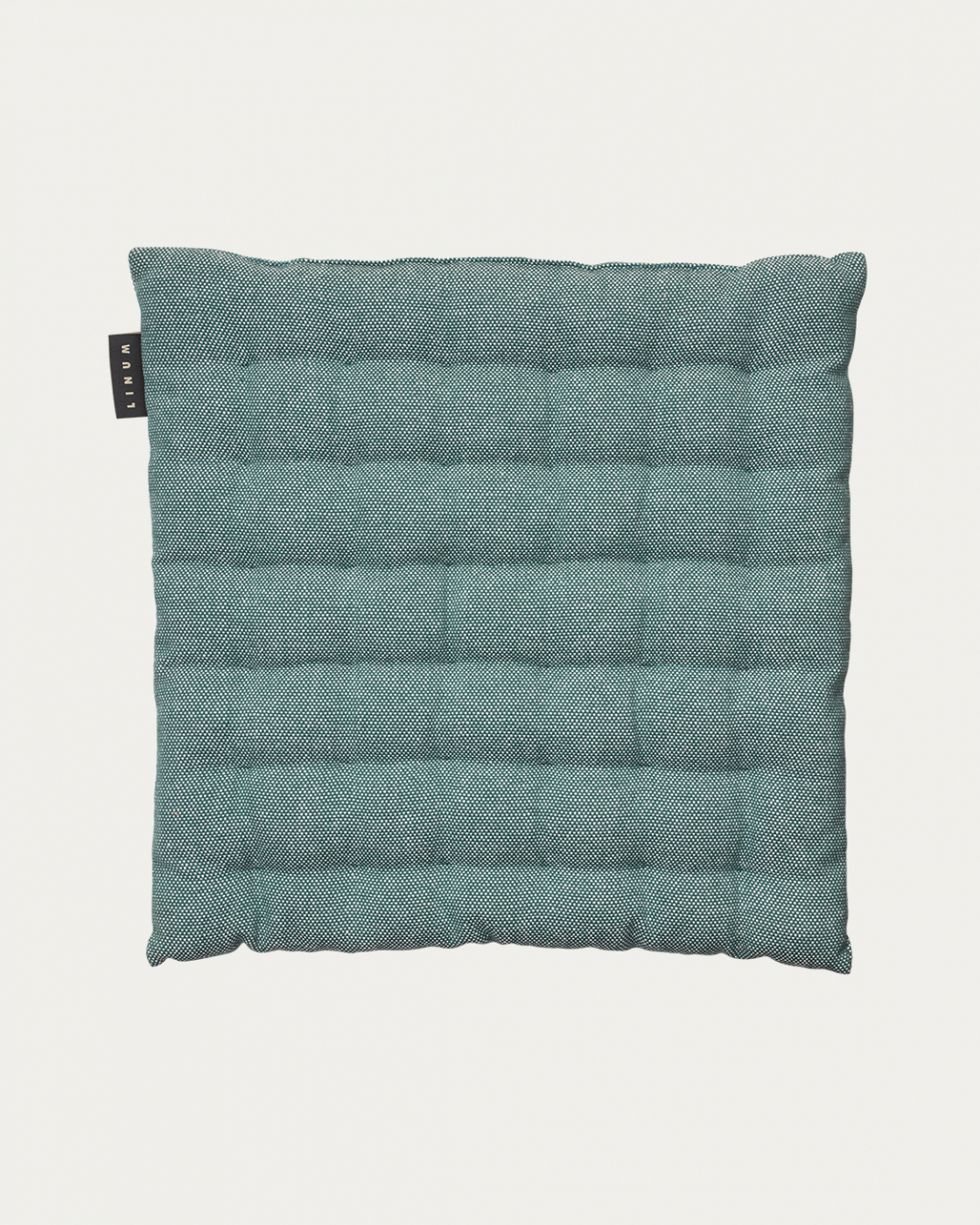 Product image dark grey turquoise PEPPER seat cushion made of soft cotton with recycled polyester filling from LINUM DESIGN. Size 40x40 cm.