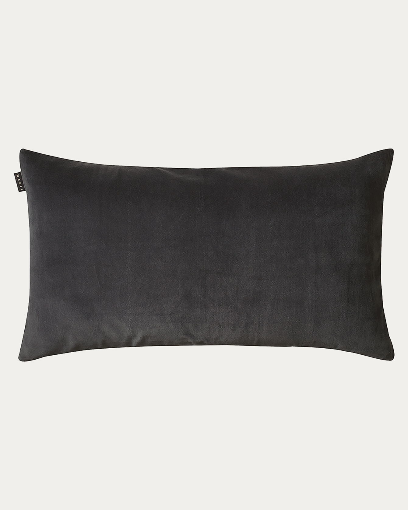 Product image dark charcoal grey PAOLO cushion cover made of soft cotton velvet and 100% linen from LINUM DESIGN. Size 50x90 cm.