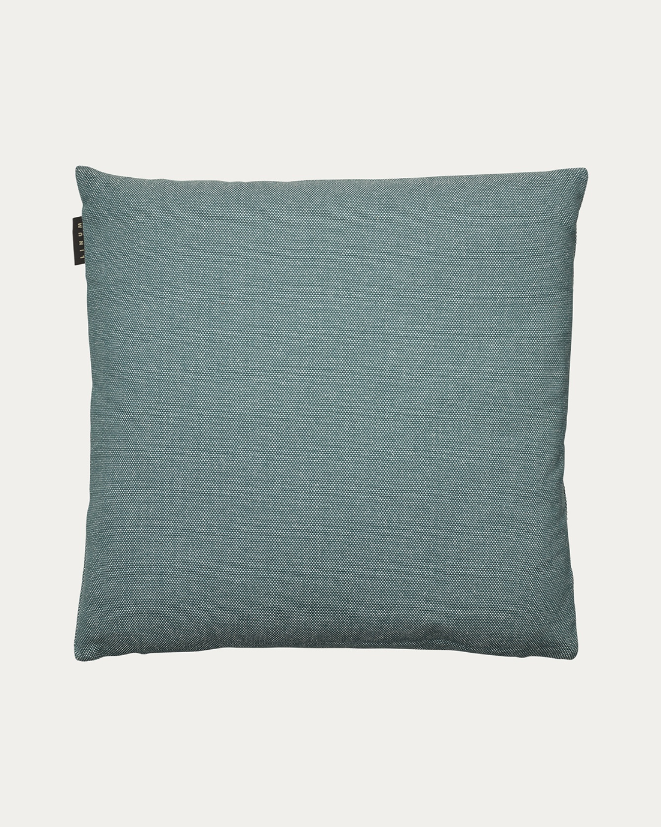 Image du produit housse de coussin PEPPER gris foncé turquoise en coton doux de LINUM DESIGN. Facile à laver et durable pendant des générations. Taille 50 x 50 cm.