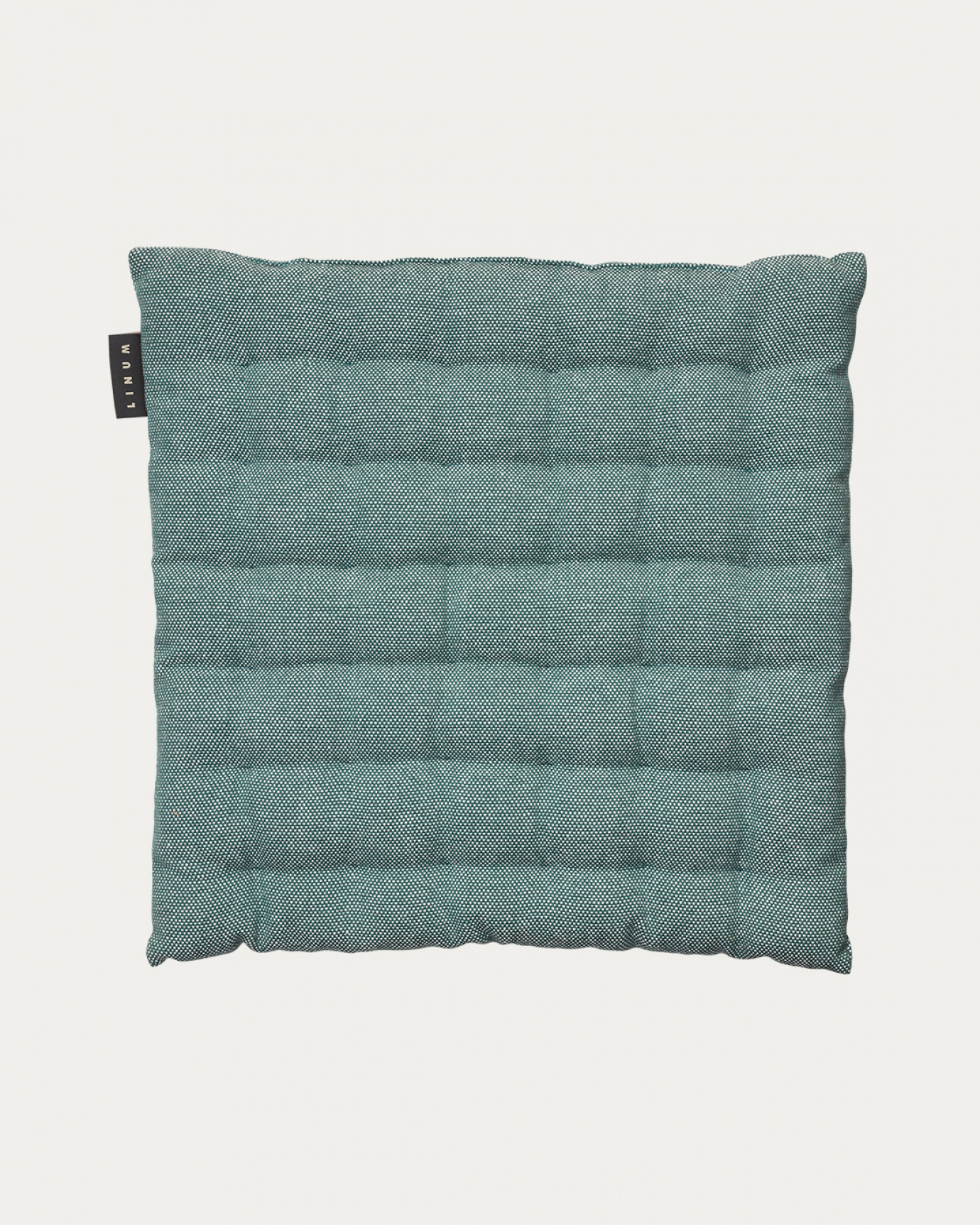 Image du produit coussin de chaise PEPPER gris foncé turquoise en coton doux avec rembourrage en polyester recyclé de LINUM DESIGN. Taille 40 x 40 cm.